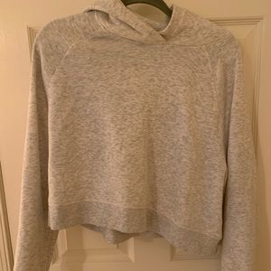 slightly cropped gray hoodie